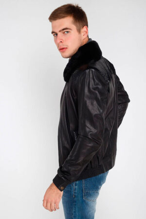 Куртка мужская из натуральной кожи черная, модель Gk-11