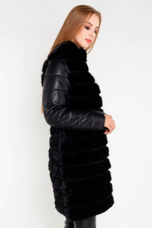 Куртка женская из натуральной кожи черная, модель 6010