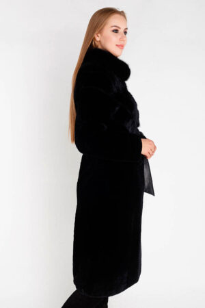 Шуба жіноча з мутон чорна, модель 7012