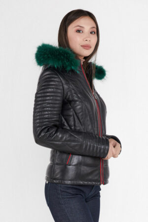 Куртка женская из натуральной кожи черная, модель 522