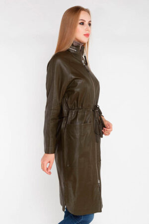 Куртка женская из натуральной кожи хаки, модель B-900
