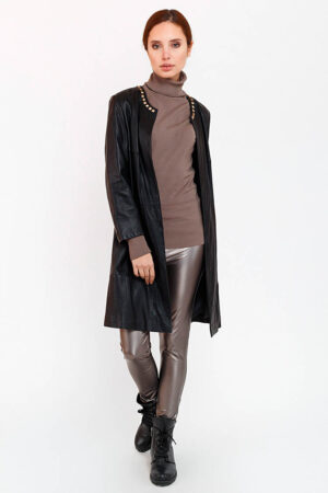 Куртка жіноча з натуральної шкіри чорна, модель B-1136