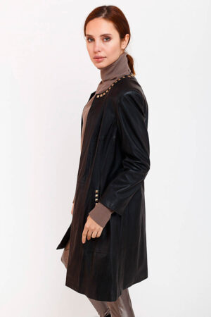 Куртка жіноча з натуральної шкіри чорна, модель B-1136