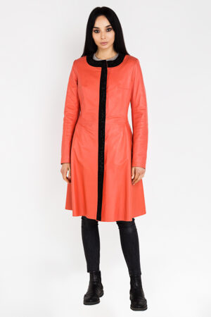 Куртка женская из натуральной кожи малиновая, модель B-1207