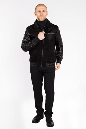 Куртка мужская из натуральной кожи черная, модель Z-56