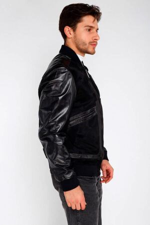 Куртка мужская из натуральной кожи черная, модель Pp-03