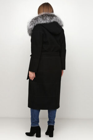 Пальто женское из кашемир черное, модель M-5023