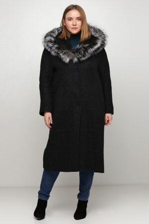 Пальто жіноче з вовни сiре, модель M-5021