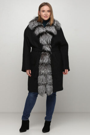 Пальто женское из шерсть серое, модель M-5021