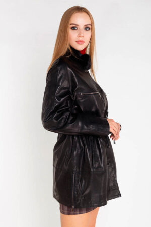 Куртка женская из натуральной кожи черная, модель M-777