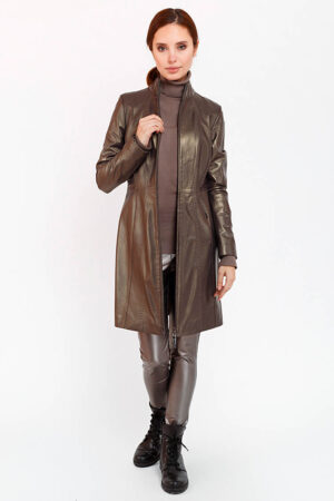 Куртка жіноча з натуральної шкіри сiра, модель Mb-18