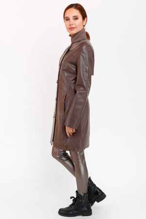 Куртка жіноча з натуральної шкіри сiра, модель Mb-18