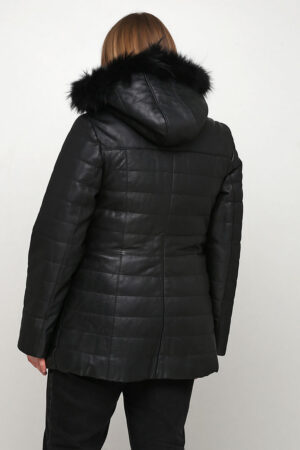 Куртка женская из натуральной кожи черная, модель 2003