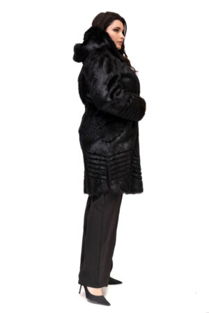 Шуба жіноча з нутрия чорна, модель Bt-12/kps