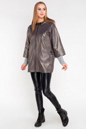 Куртка жіноча з натуральної шкіри сiра, модель Dc-1622/kps