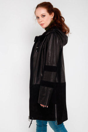 Куртка женская из натуральной кожи черная, модель B-975/kps