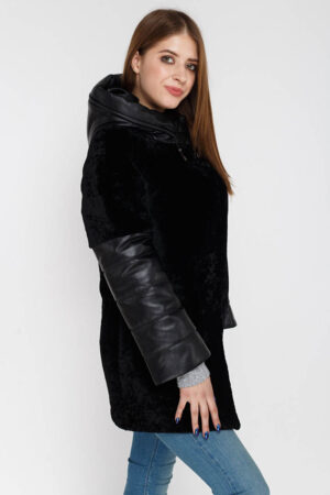 Куртка женская из астраган черная, модель 9969/kps