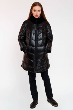 Куртка женская из натуральной кожи черная, модель B-945/kps