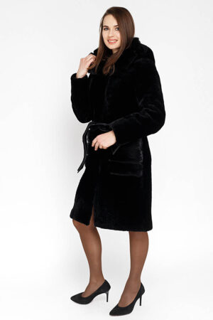 Шуба жіноча з мутон чорна, модель 8058/kps