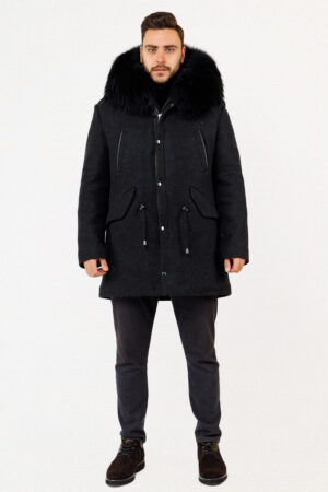 Куртка мужская из шерсти серая черная, модель Asder 01/parka/kps