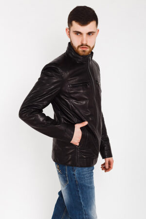 Куртка мужская из натуральной кожи черная, модель E-15