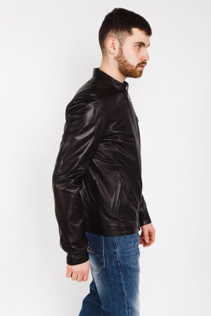 Куртка мужская из натуральной кожи черная, модель E-469