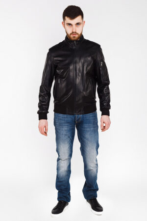 Куртка чоловіча з натуральної шкіри чорна, модель E-167