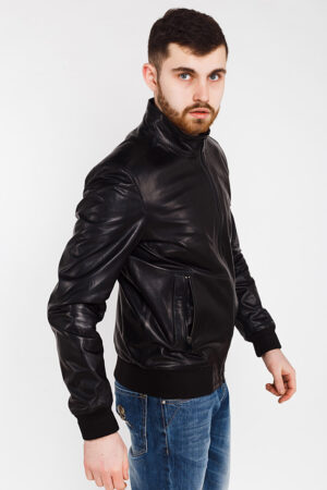 Куртка мужская из натуральной кожи черная, модель E-167