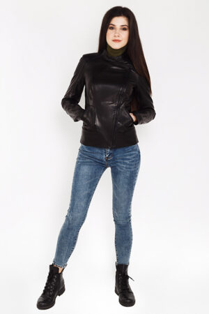 Куртка жіноча з натуральної шкіри чорна, модель 2893