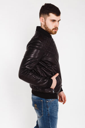 Куртка мужская из натуральной кожи черная, модель Pp-01