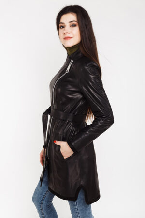 Куртка женская из натуральной кожи черная, модель B-2120