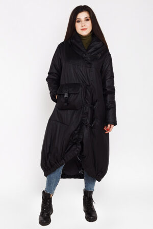 Куртка жіноча з тканини чорна, модель 00122/kps