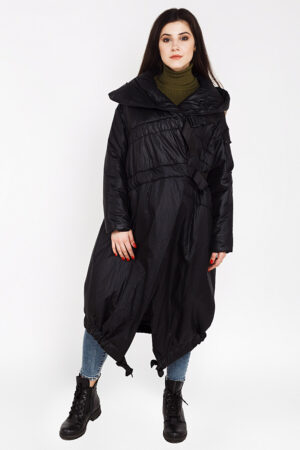 Куртка жіноча з тканини чорна, модель 00122/kps