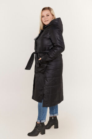Куртка жіноча з тканини чорна, модель 0075/kps