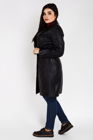Куртка женская из натуральной кожи черная, модель P-916