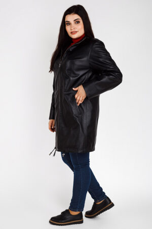 Куртка женская из натуральной кожи черная, модель P-918