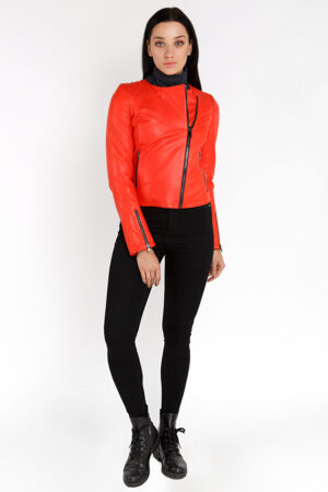 Куртка жіноча з натуральної шкіри червона, модель 381/70