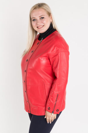 Куртка женская из натуральной кожи коралловая, модель 381/70