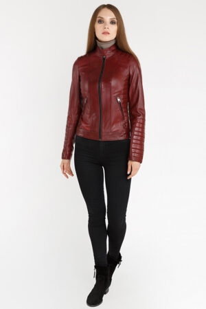 Куртка жіноча з натуральної шкіри червона, модель 7070