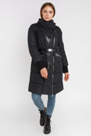 Куртка жіноча з тканини чорна, модель 9067