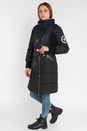 Куртка жіноча з тканини чорна, модель 9067