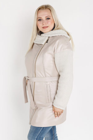 Куртка женская из натуральной кожи бежевая, модель 8030/kps