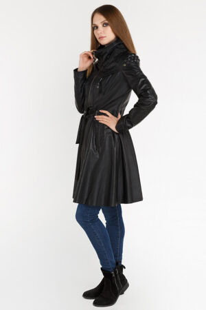 Куртка женская из натуральной кожи черная, модель 1440