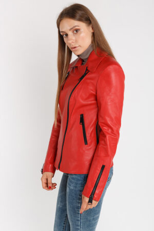 Куртка жіноча з натуральної шкіри червона, модель 9006