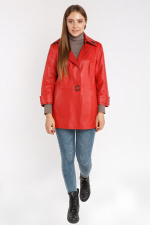 Куртка жіноча з натуральної шкіри червона, модель 9006