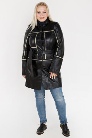 Куртка женская из натуральной кожи черная, модель 9045/kps