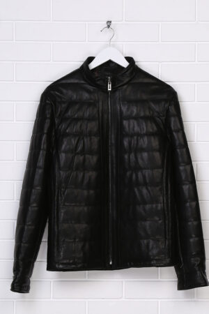 Куртка мужская из натуральной кожи черная, модель 109