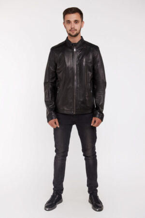 Куртка мужская из натуральной кожи черная, модель F-581