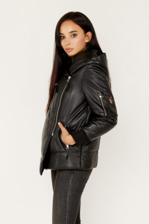 Куртка женская из натуральной кожи черная, модель B-1970/kps