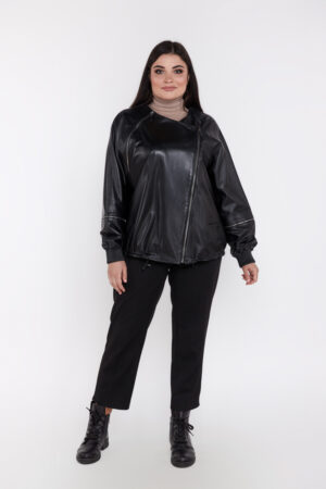 Куртка женская из натуральной кожи черная, модель 715